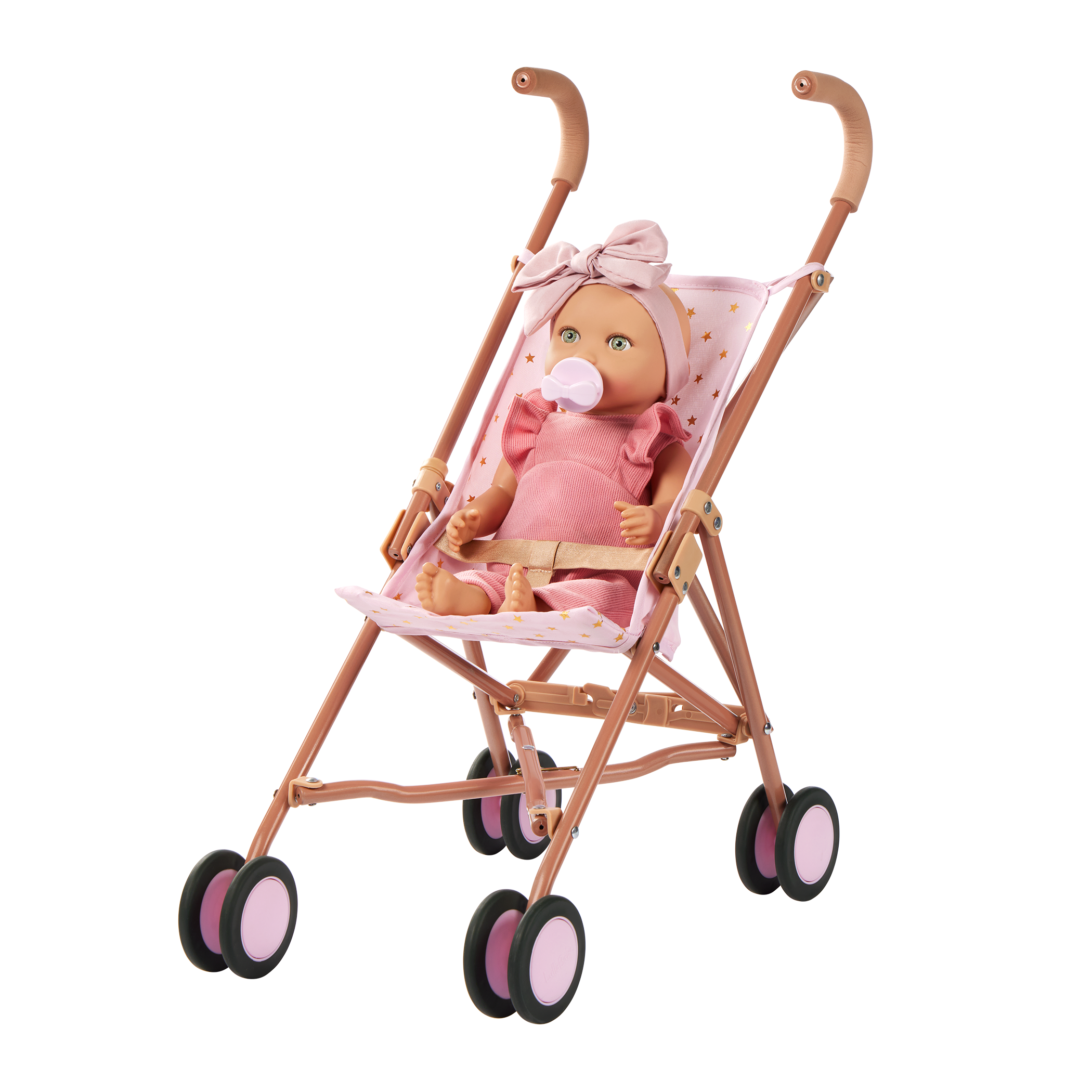 LullaBaby - Doll Girl w/Pink Romper Green Eyes & Fair Skin Tones