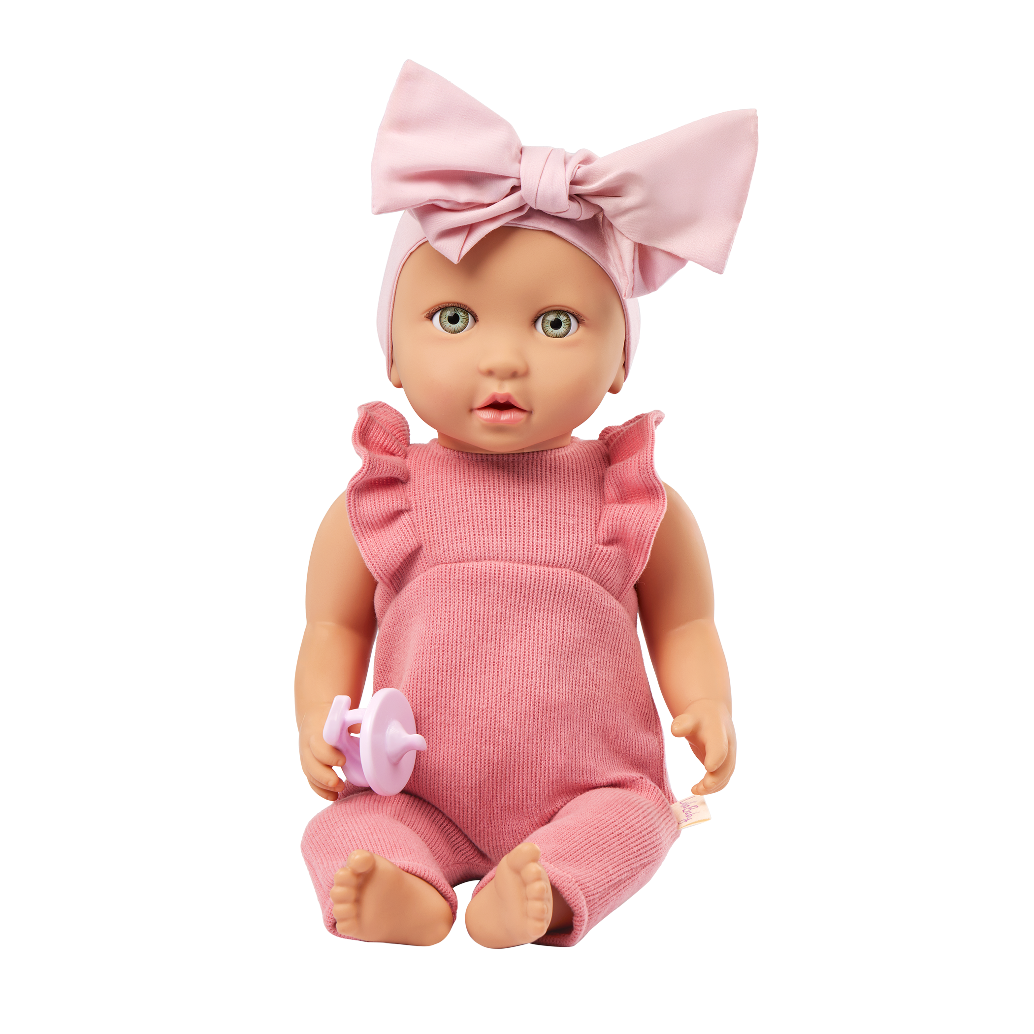 LullaBaby - Doll Girl w/Pink Romper Green Eyes & Fair Skin Tones