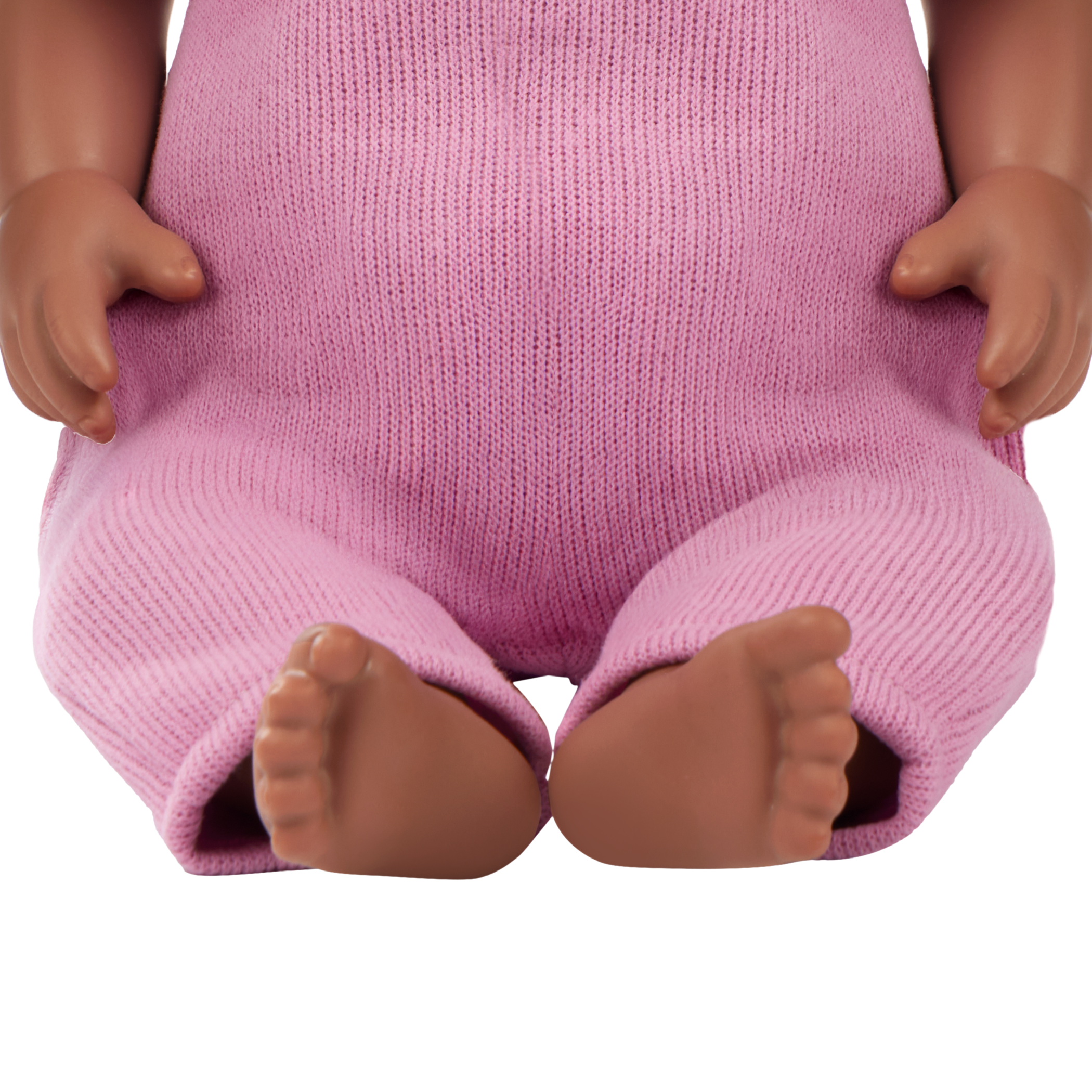 LullaBaby doll in purple romper