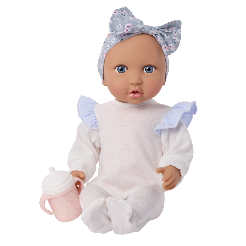 LullaBaby - Girl Doll w/Blue Eyes Dress & Pyjama Set