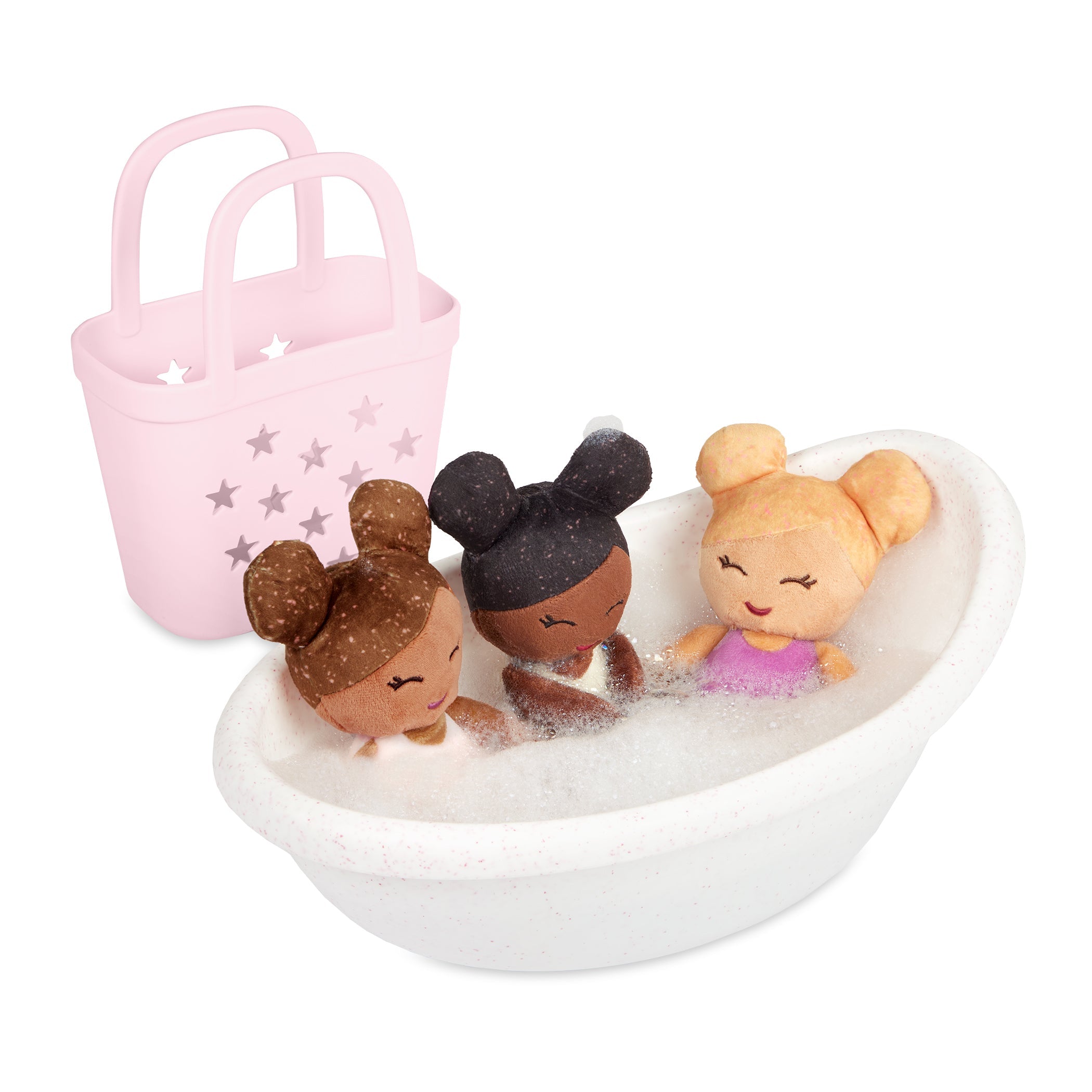 Baby Bath Dolls in a Pink Basket Playset