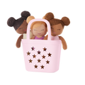 Baby Bath Dolls in a Pink Basket Playset