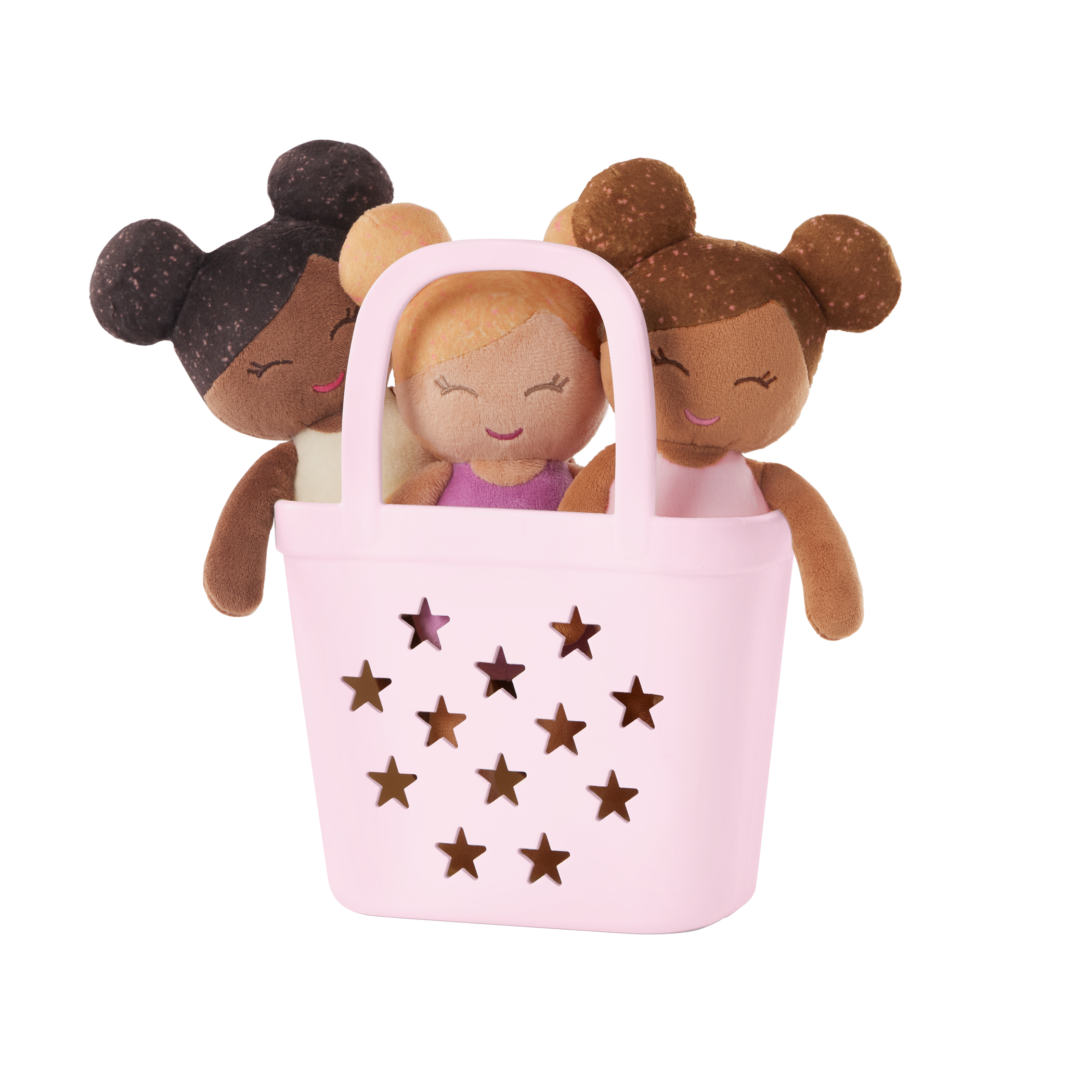Baby Bath Dolls in a Pink Basket Playset