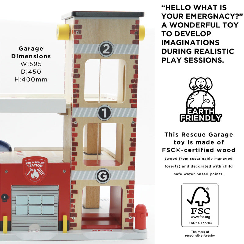 Le Toy Van - Fire & Rescue Wooden Garage