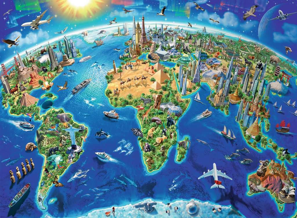 Ravensburger - 300Pc World Landmarks Map Puzzle