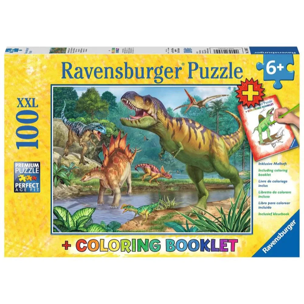Ravensburger - 100Pc World of Dinosaurs & Colouring Book