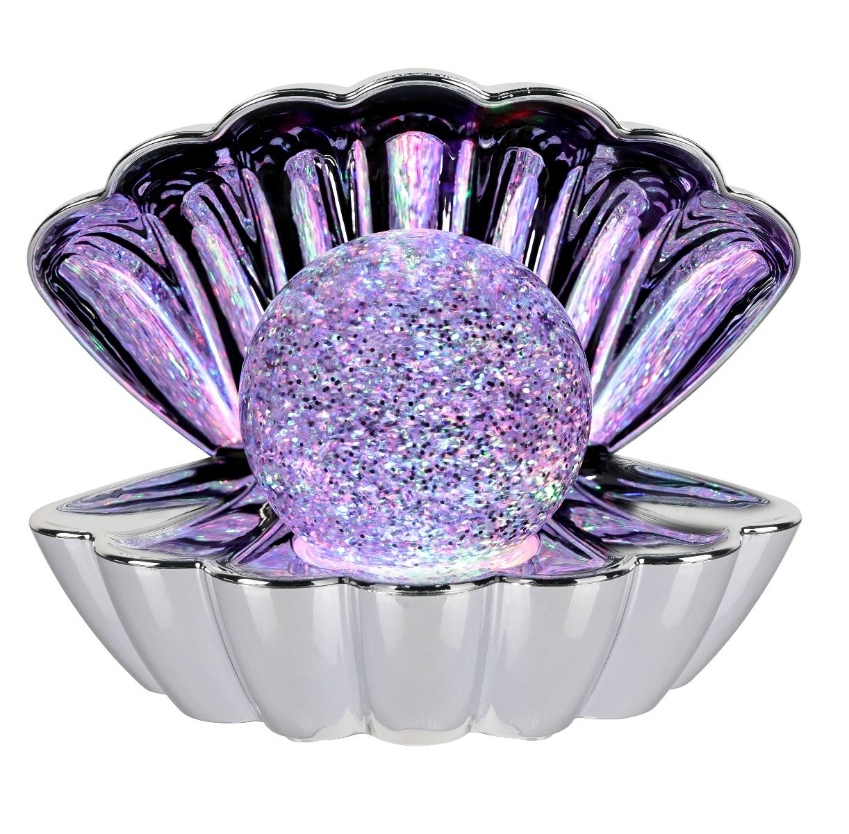 Cotton Candy - Clam Shell Glitter Lamp Silver