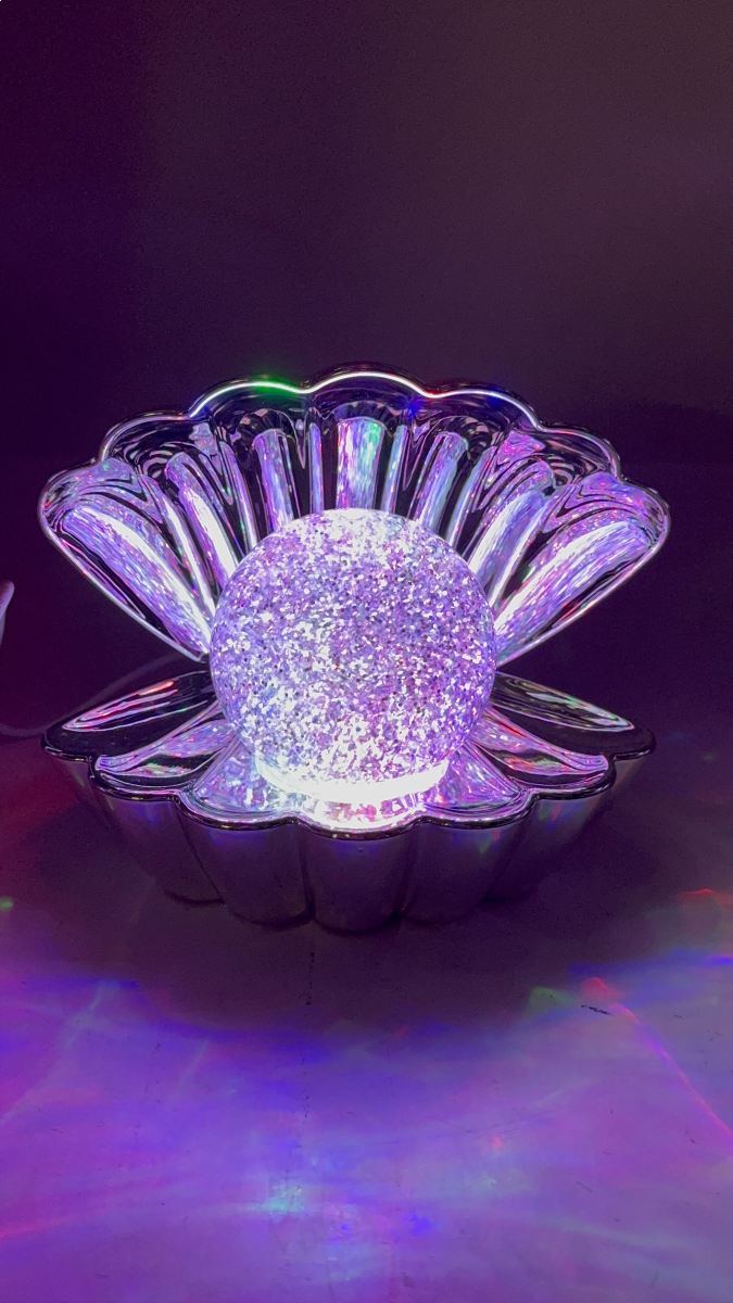 Cotton Candy - Clam Shell Glitter Lamp Silver