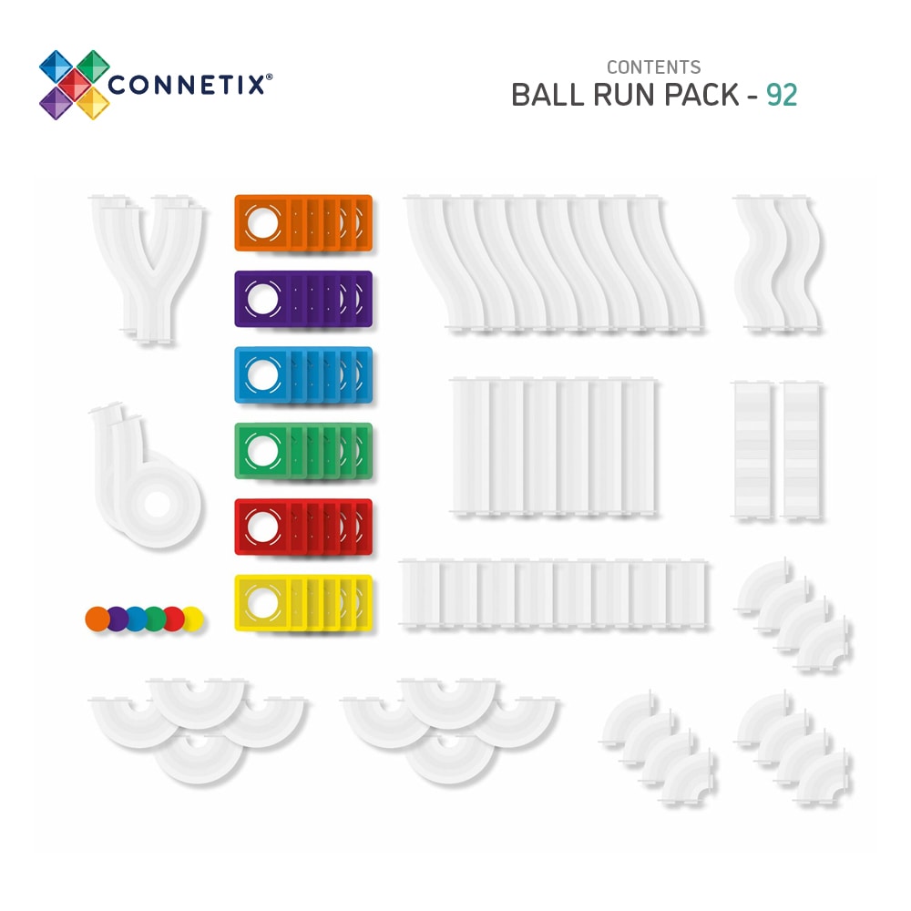 Connetix - Ball Run Pack - Rainbow - 92 Piece