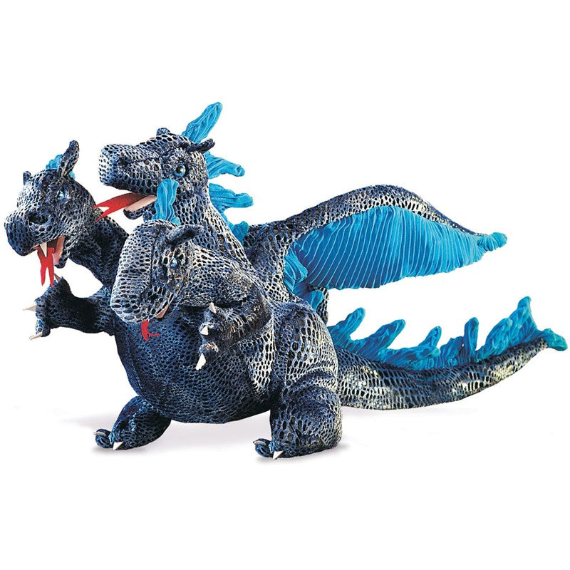 Folkmanis - Blue 3 Head Dragon Puppet