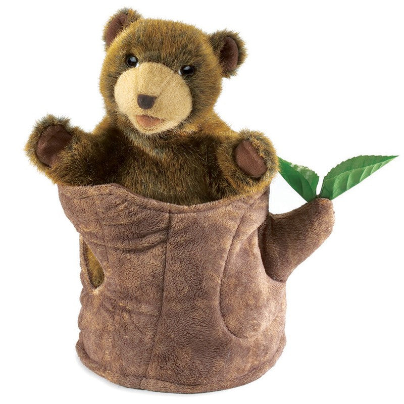 Folkmanis - Bear In Tree Stump Puppet
