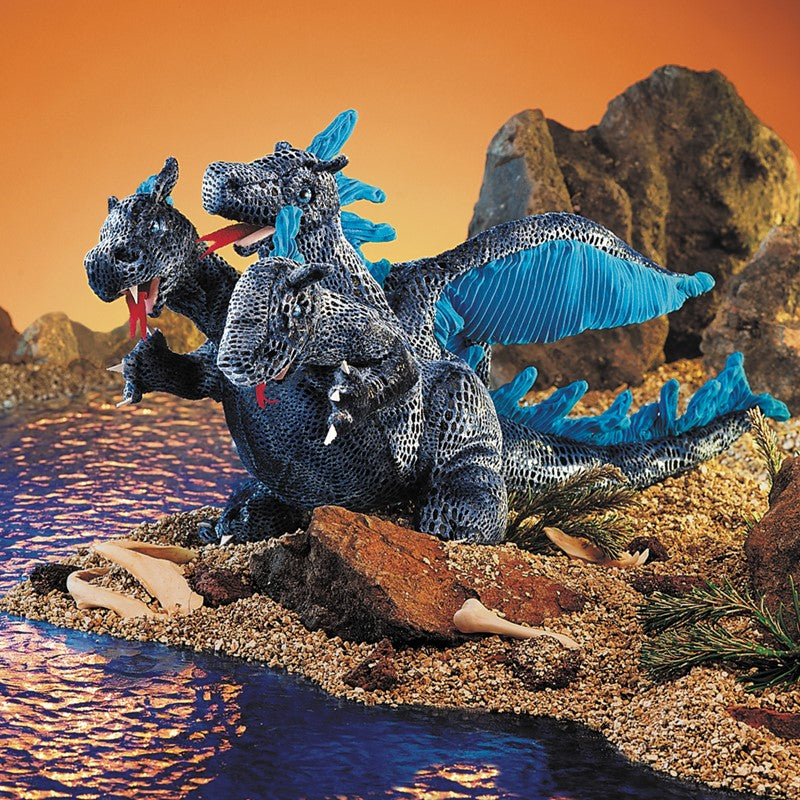 Folkmanis - Blue 3 Head Dragon Puppet
