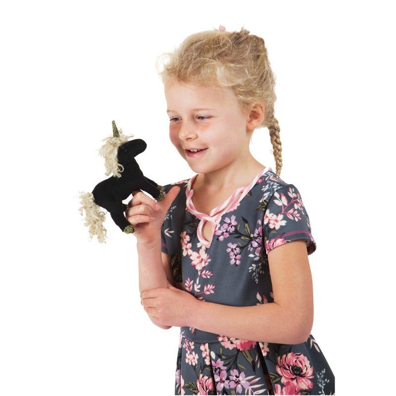 Folkmanis - Mini Black Unicorn Finger Puppet