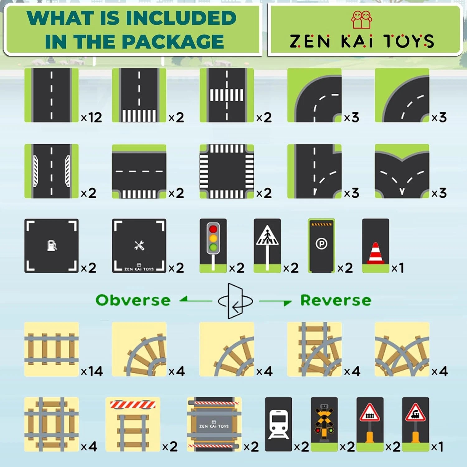 Zen Kai Toys - Doubled Sided Magnetic Tile Toppers