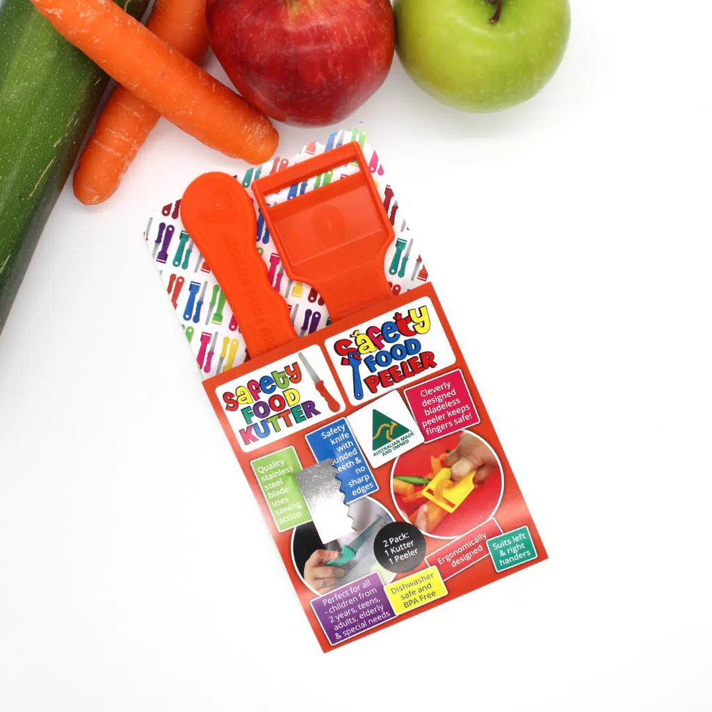 Twin Pack - Safety Food Kutter and Safety Food Peeler - Orange
