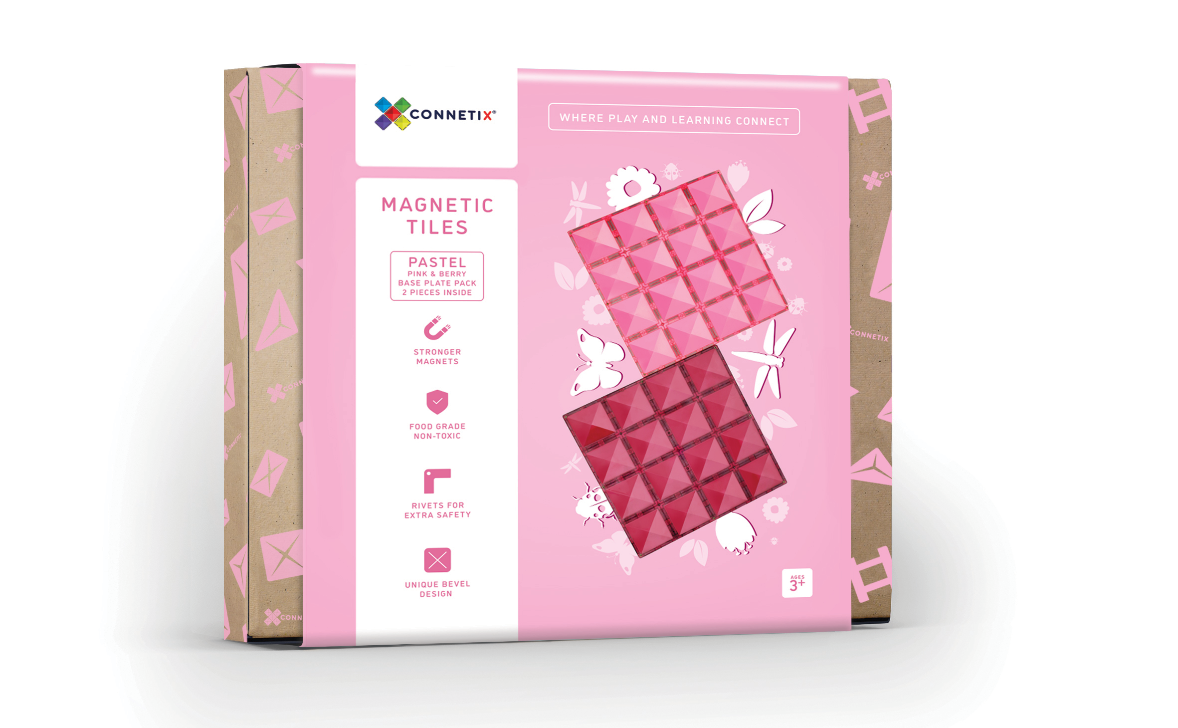 Connetix - 2 Piece Base Plate Pack - Pink & Berry