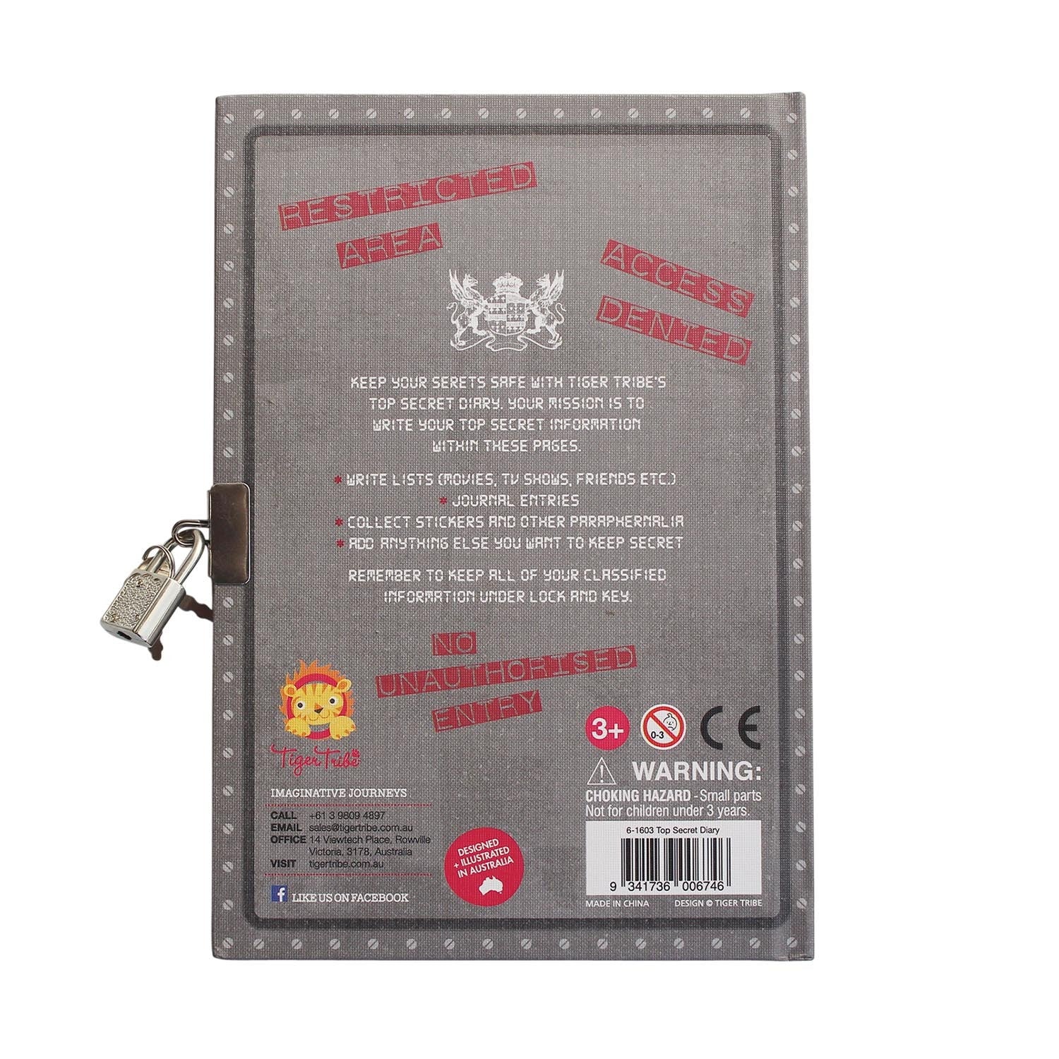 Tiger Tribe - Lockable Diary Top Secret