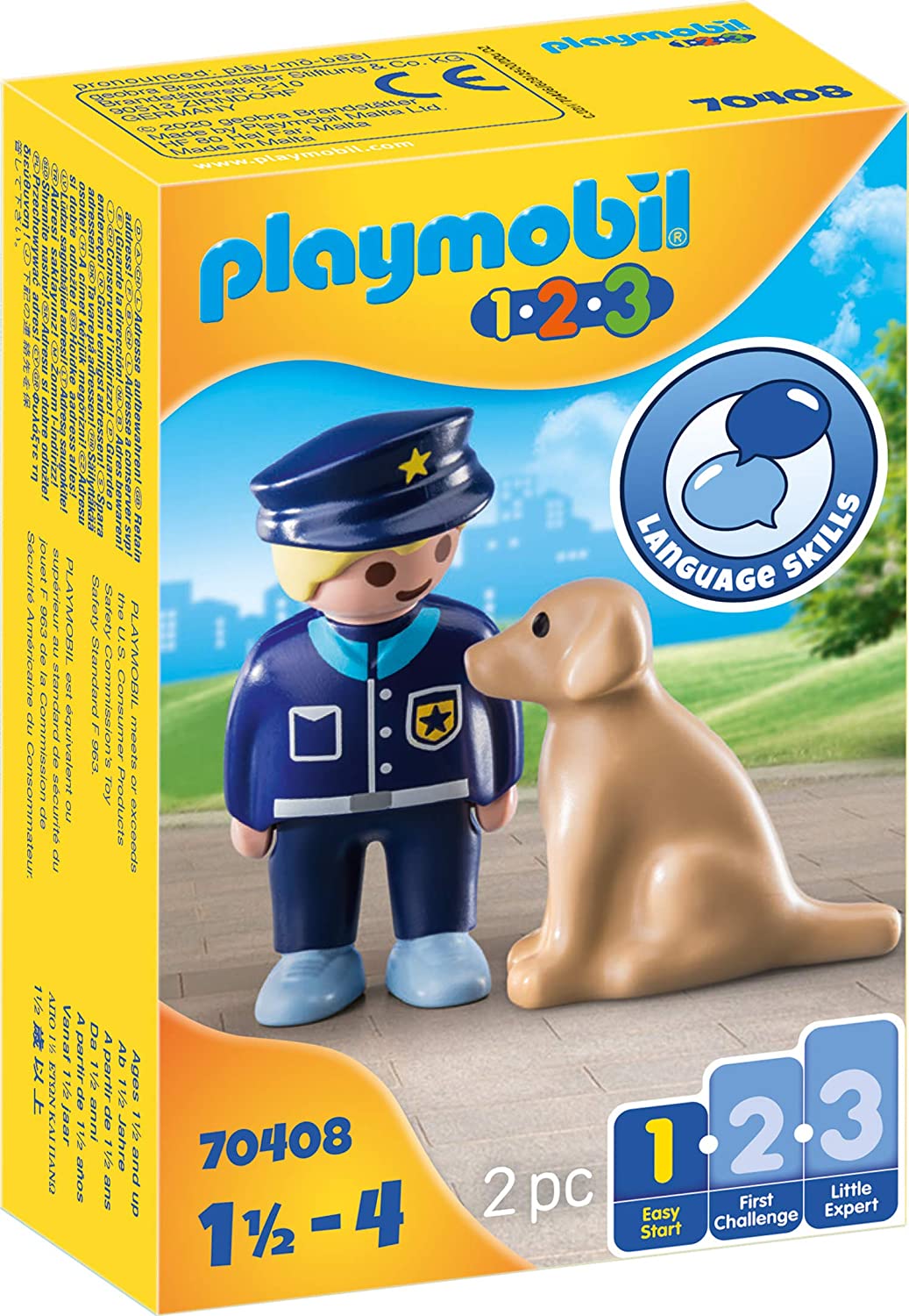 Playmobil - 1.2.3 Police Officer With Dog (70408)