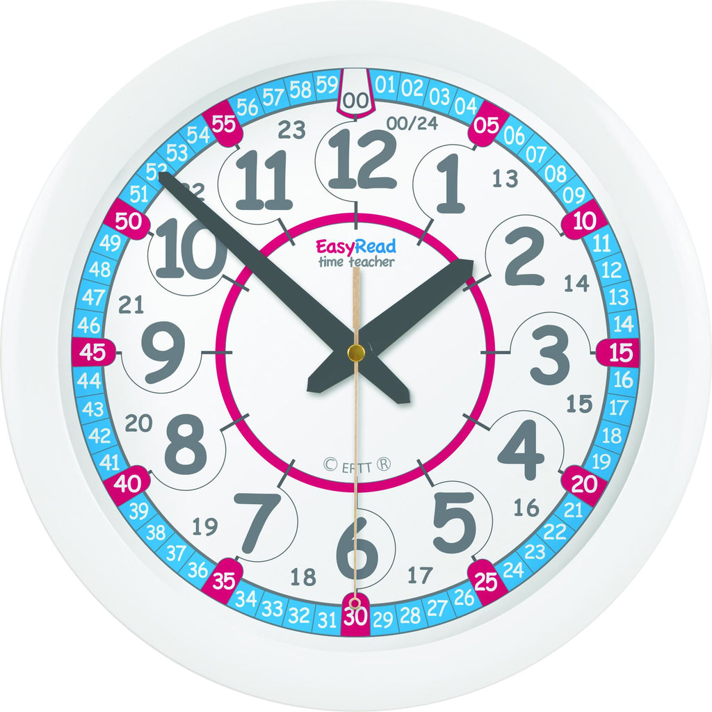 Easy Read - Wall Clock - 24hr - Red/Blue