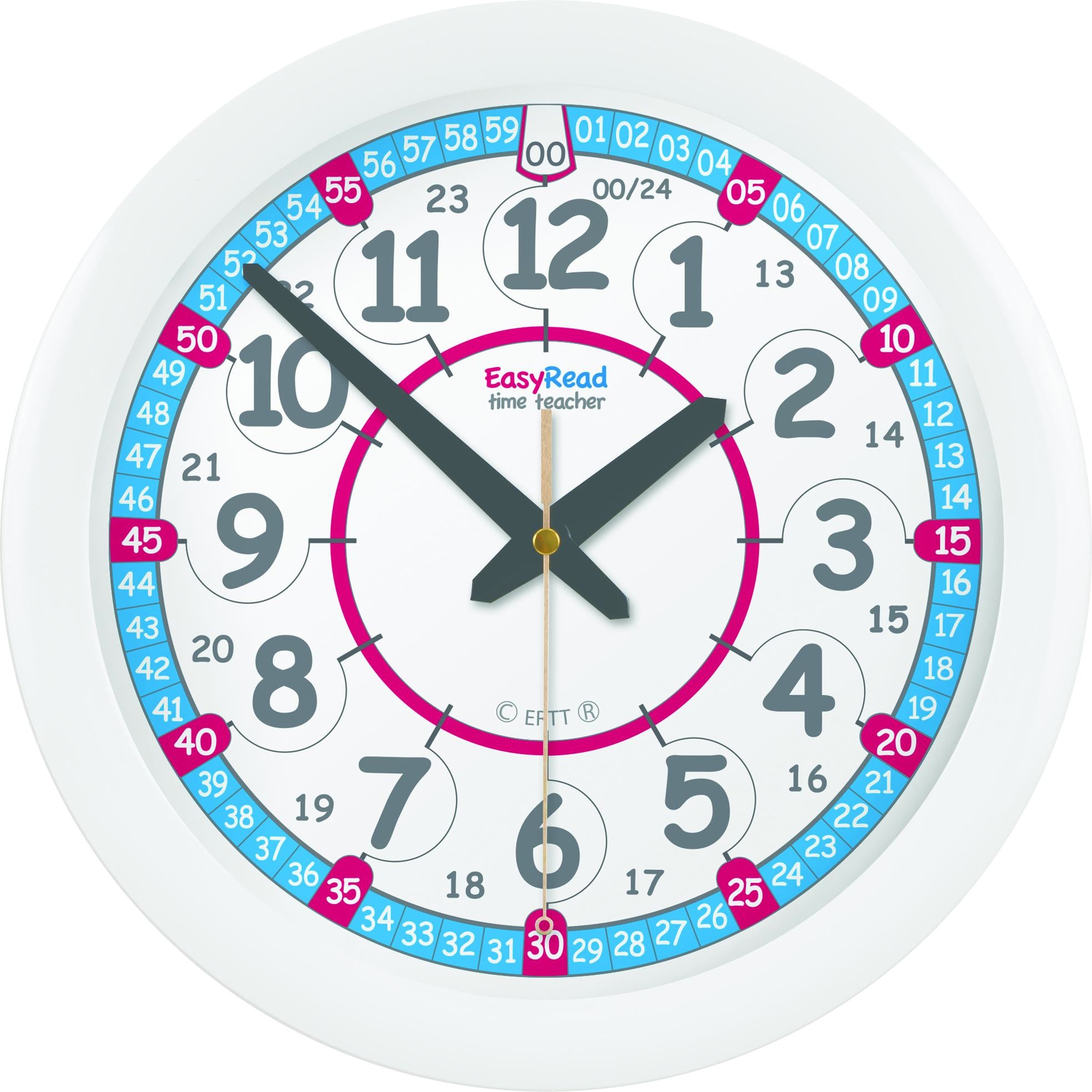 Easy Read - Wall Clock - 24hr - Red/Blue