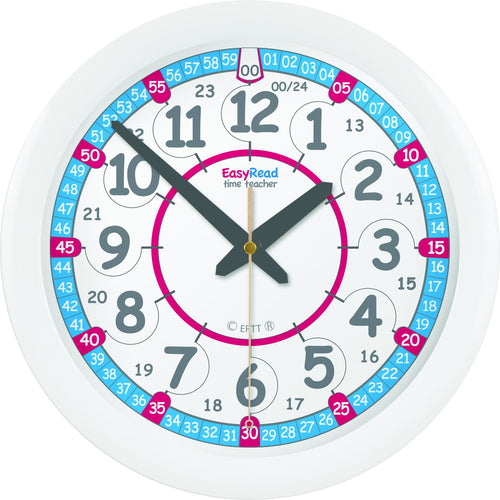 Easy Read - Wall Clock - 24hr - Red/Blue
