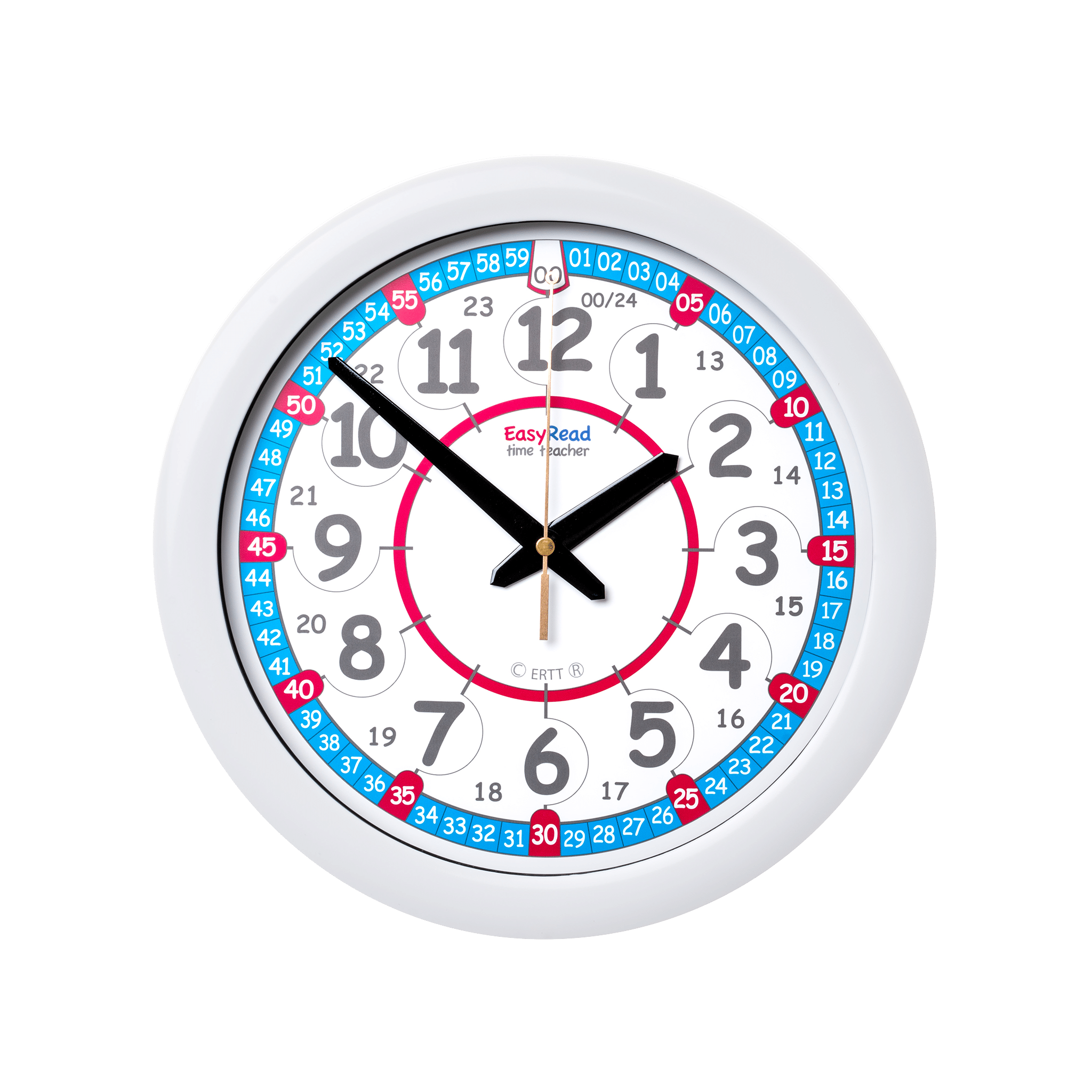 Easy Read - Wall Clock - 24hr - Red/Blue