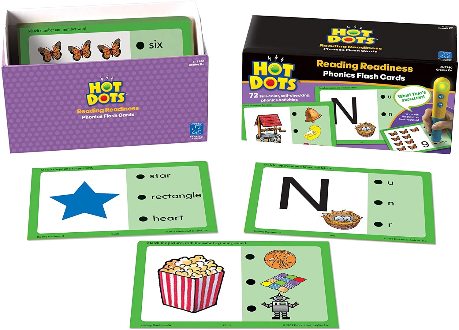 Educational Insights - Hot Dots - Phonics Flash Cards Reading Readiness  - Grade K