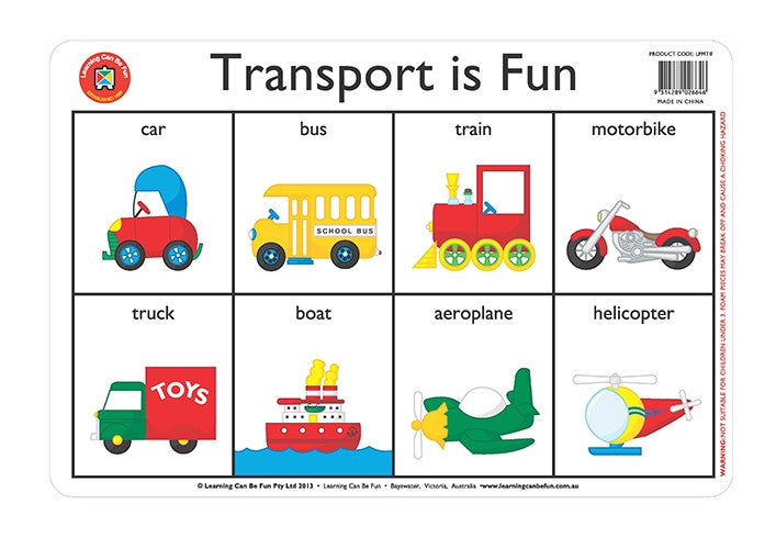 Edvantage - Placemat - Transport is Fun