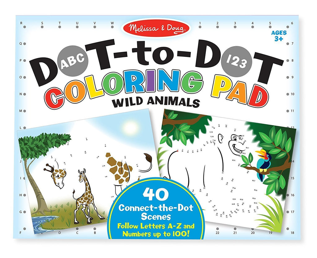 Melissa & Doug - ABC 123 Dot-to-Dot Coloring Pad - Wild Animals