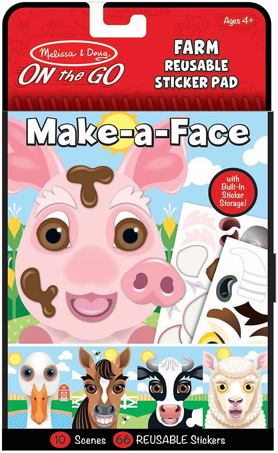 Melissa & Doug - Reusable Stickers Make A Face - Farm - On the Go Travel Activity
