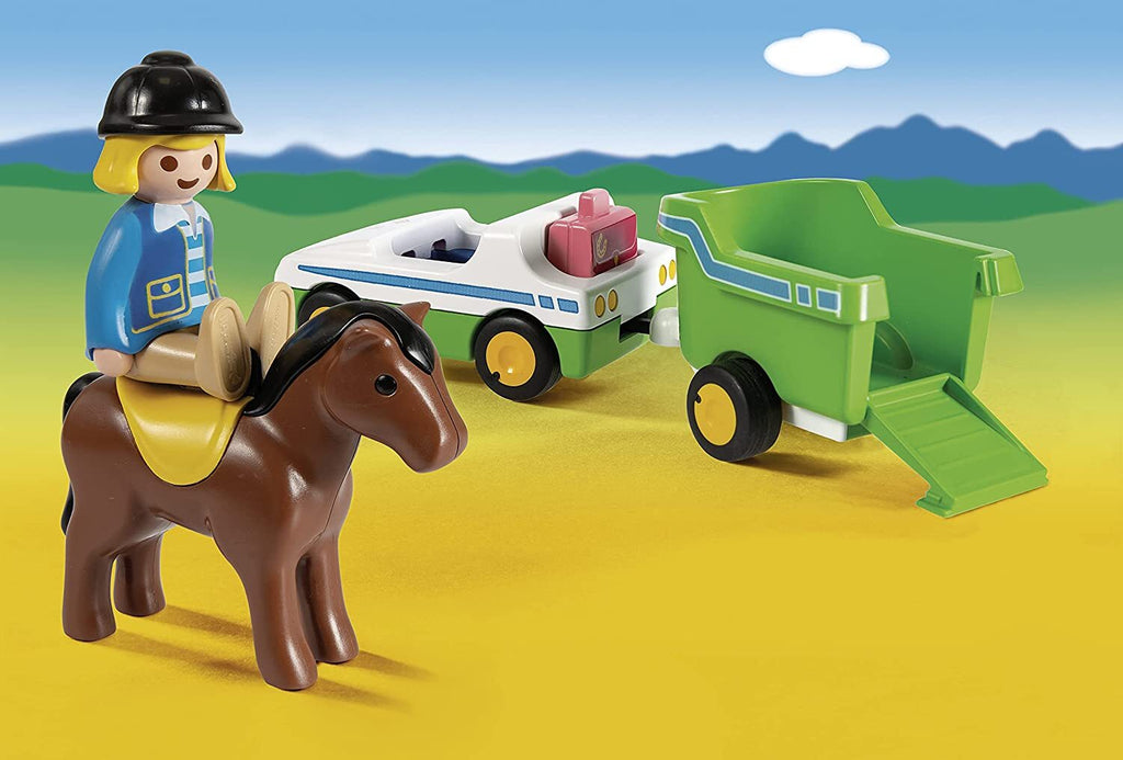 Playmobil - 1.2.3 Car With Horse Trailer (70181)