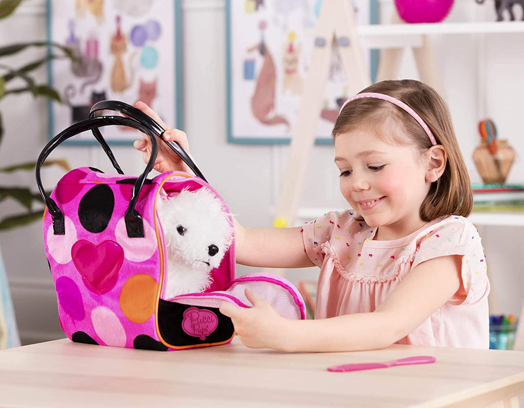 Pucci Pups - Pink Polka Dot Glam Bag with Bichon Frise