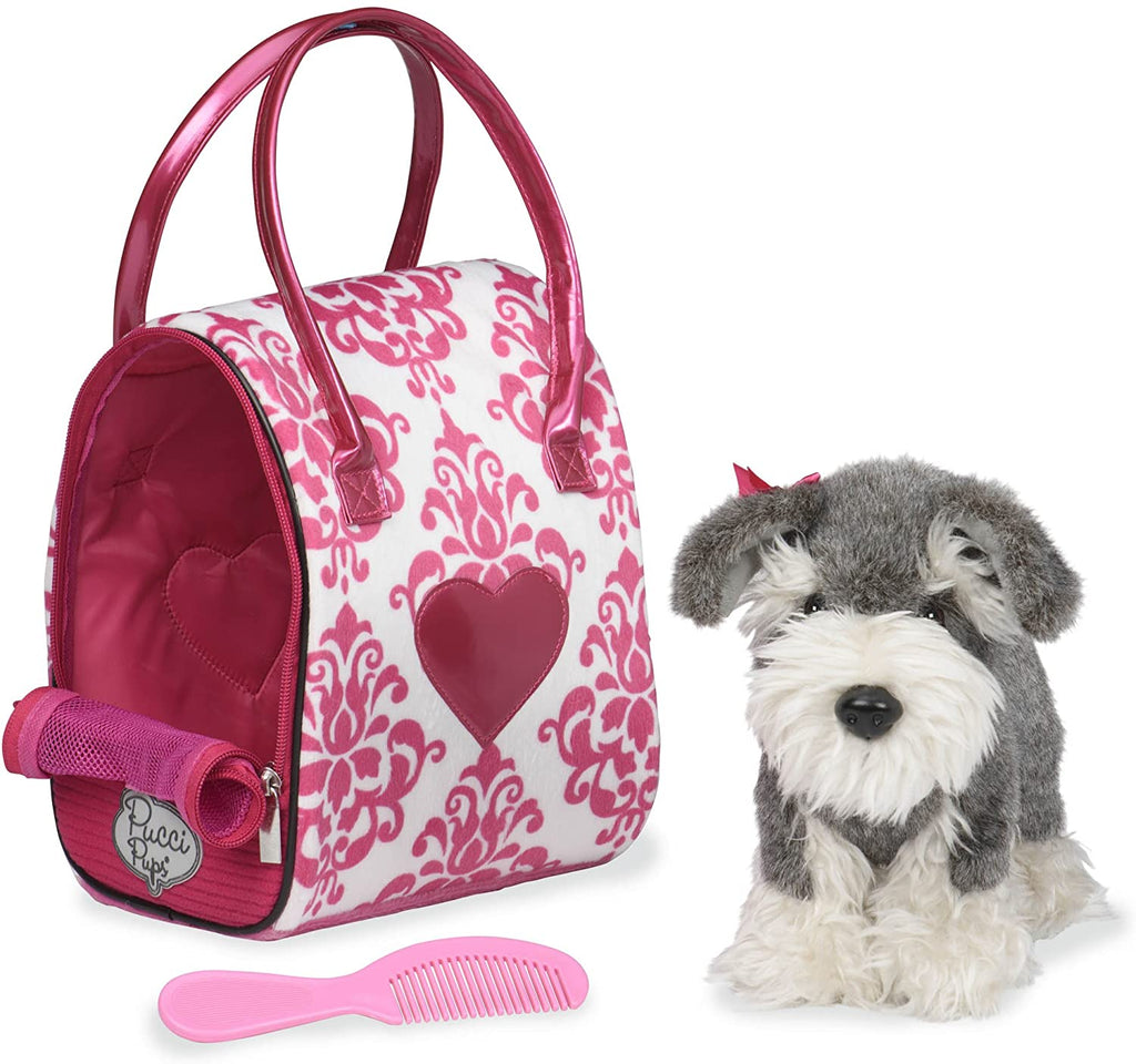 Pucci Pups - Pink and White Glam Bag with Schnauzer