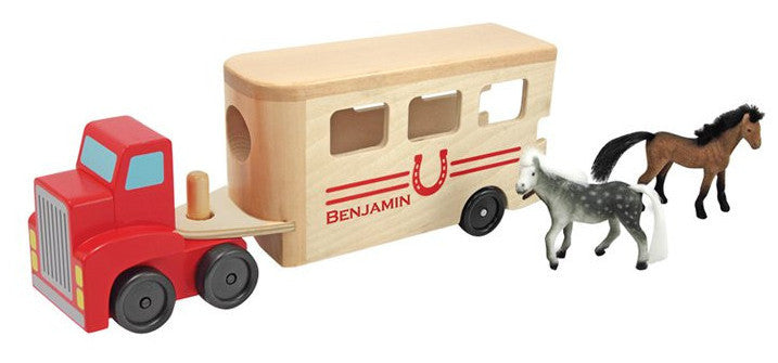 Melissa Doug Horse Carrier Wooden Vehicles Play Set