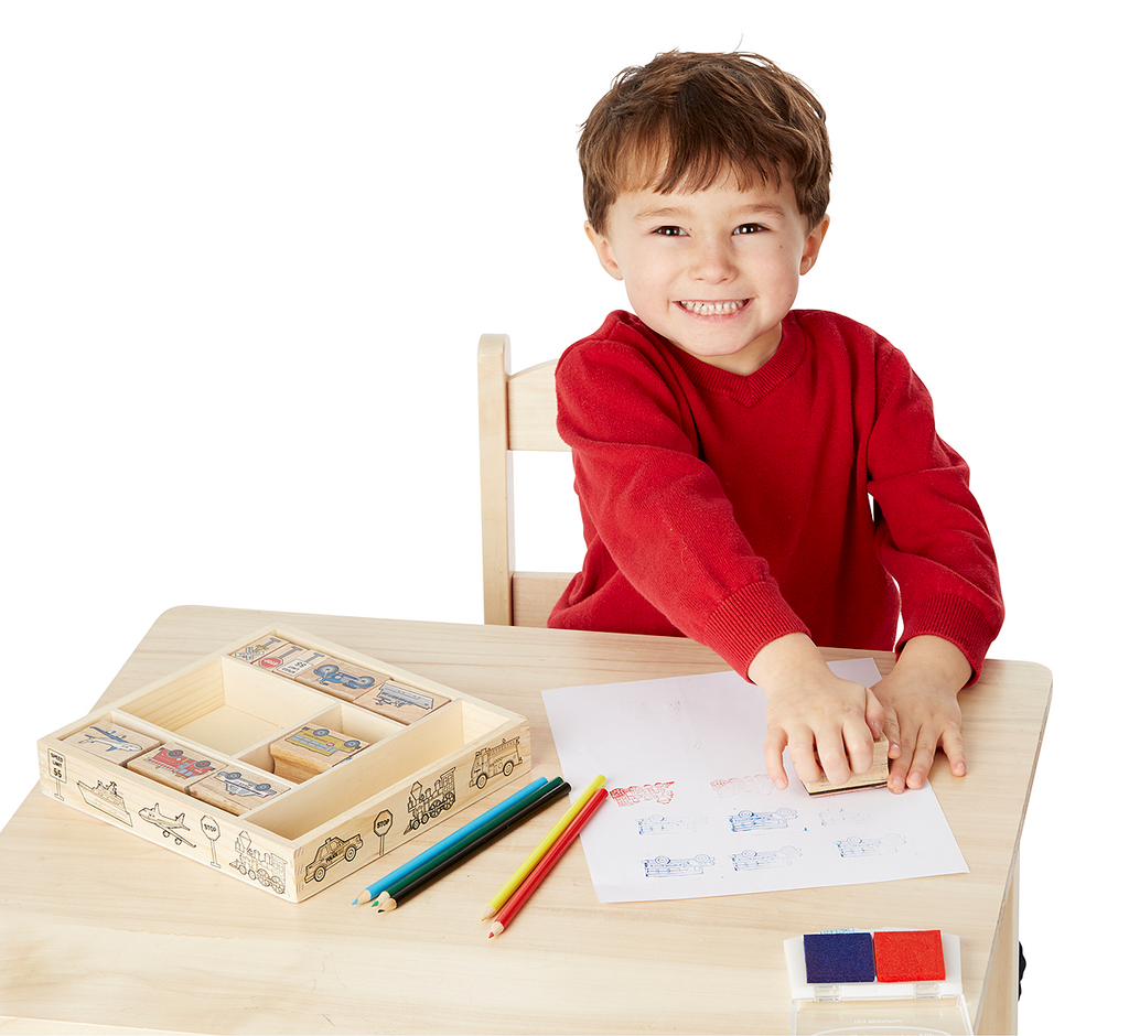 Melissa & Doug - Wooden Vehicle Stamp PlaySet